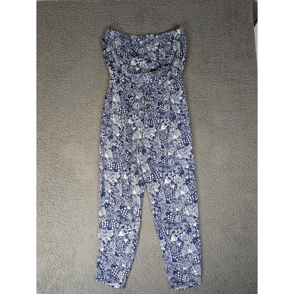 Lilly Pulitzer For Target Blue And White Fish Print Strapless Jumpsuit Size XL - Picture 1 of 13